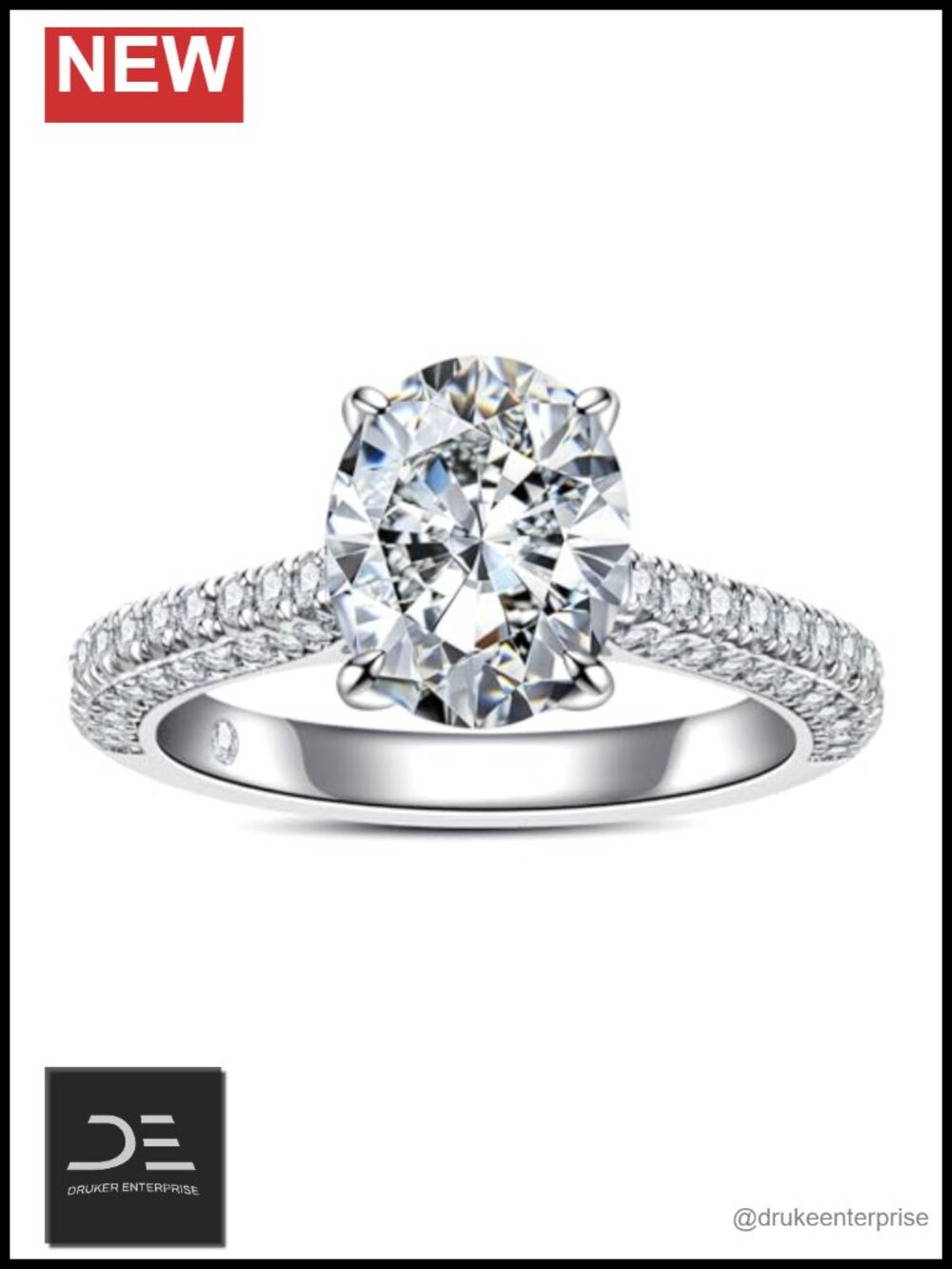 Oval Cut Moissanite Engagement Ring 925 Sterling Silver
